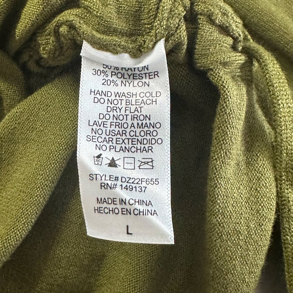 Double Zero Womens Olive Long Sleeve Drawstring Top Size L - Picture 5 of 7